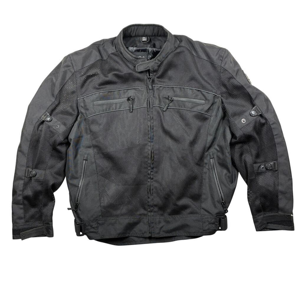 Viking Cycle Jacket 2XL XXL Mens Black Mesh Motorcycle Biker Removable Liner